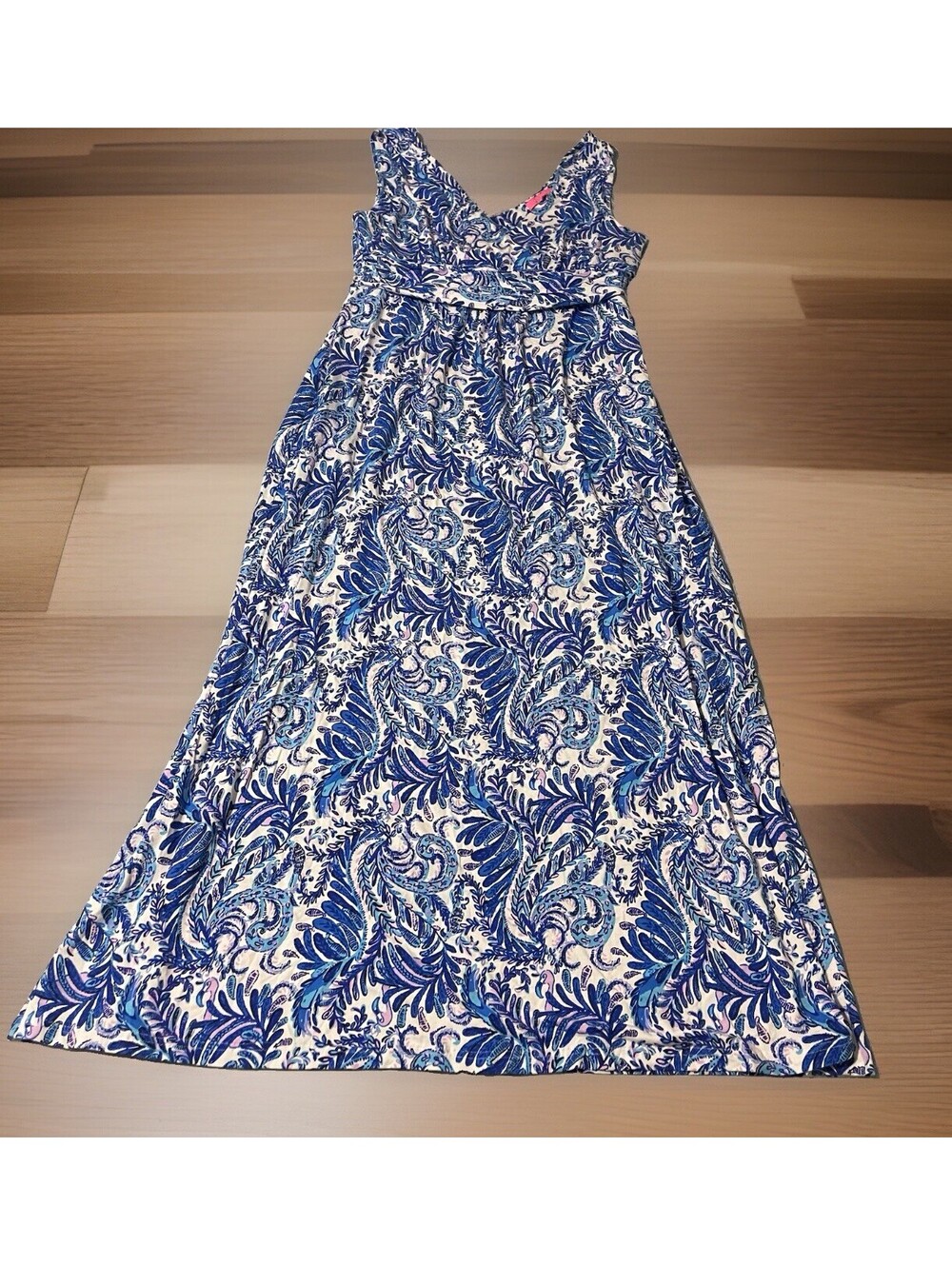 Lilly Pulitzer SLOANE MAXI DRESS Baha Blue Bird Is The Word Sleeveless XL